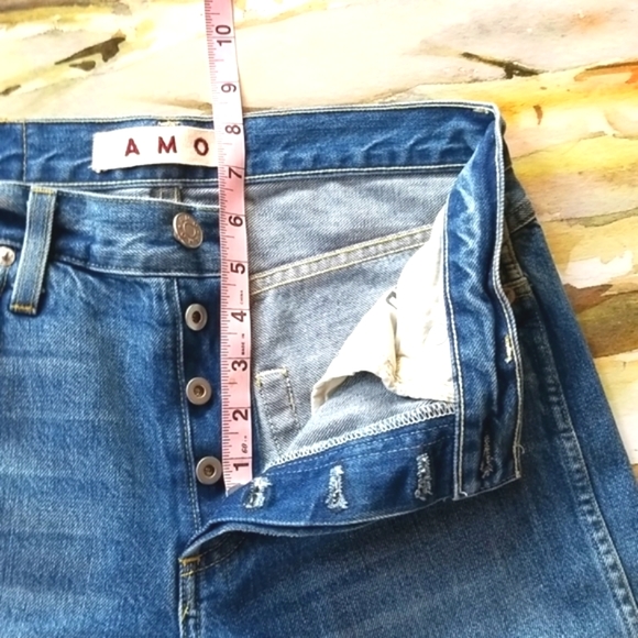 AMO BABE LACE UP Love Note Laces Ankle Ties Button Up High Anthro Denim Jeans 27 - Picture 9 of 16